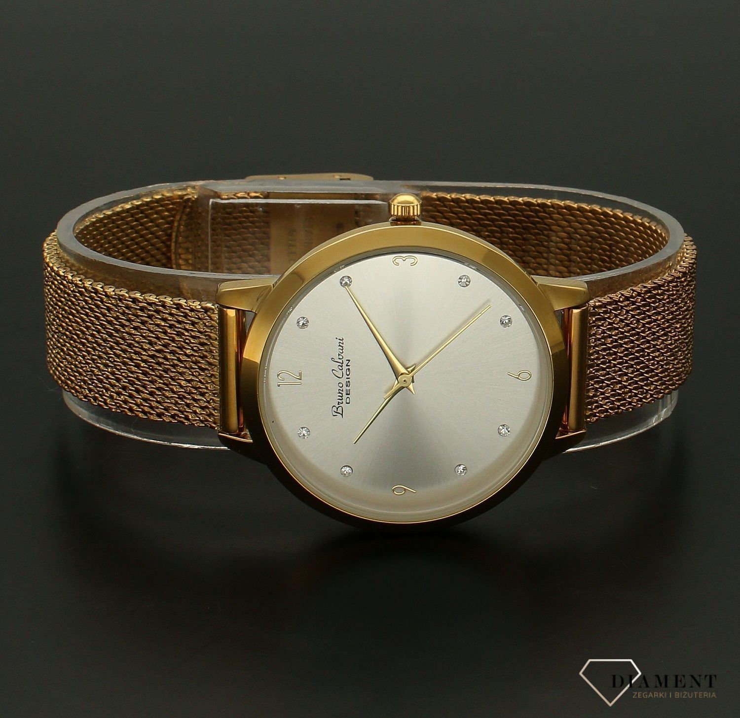 Zegarek damski na bransolecie biżuteryjnej Bruno Calvani BC90386 GOLD SILVER. Mechanizm japoński mieści się w okrągłej, pozłacanej, wytrzymałej kopercie pokrytej złotem. Koperta wykonana z ALLOY’u. Zegarek idealny na prezent (3).jpg